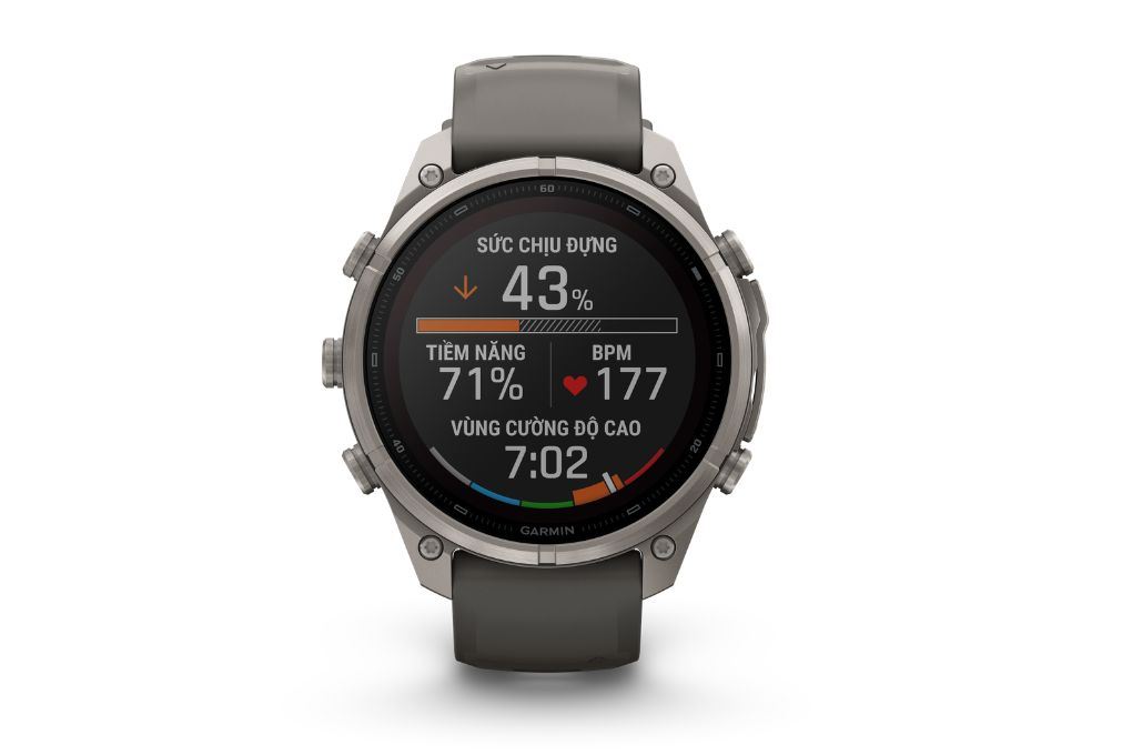 Garmin Fenix 9 Pro Solar Sapphire 47mm viền Titanium dây silicone Màu Xám