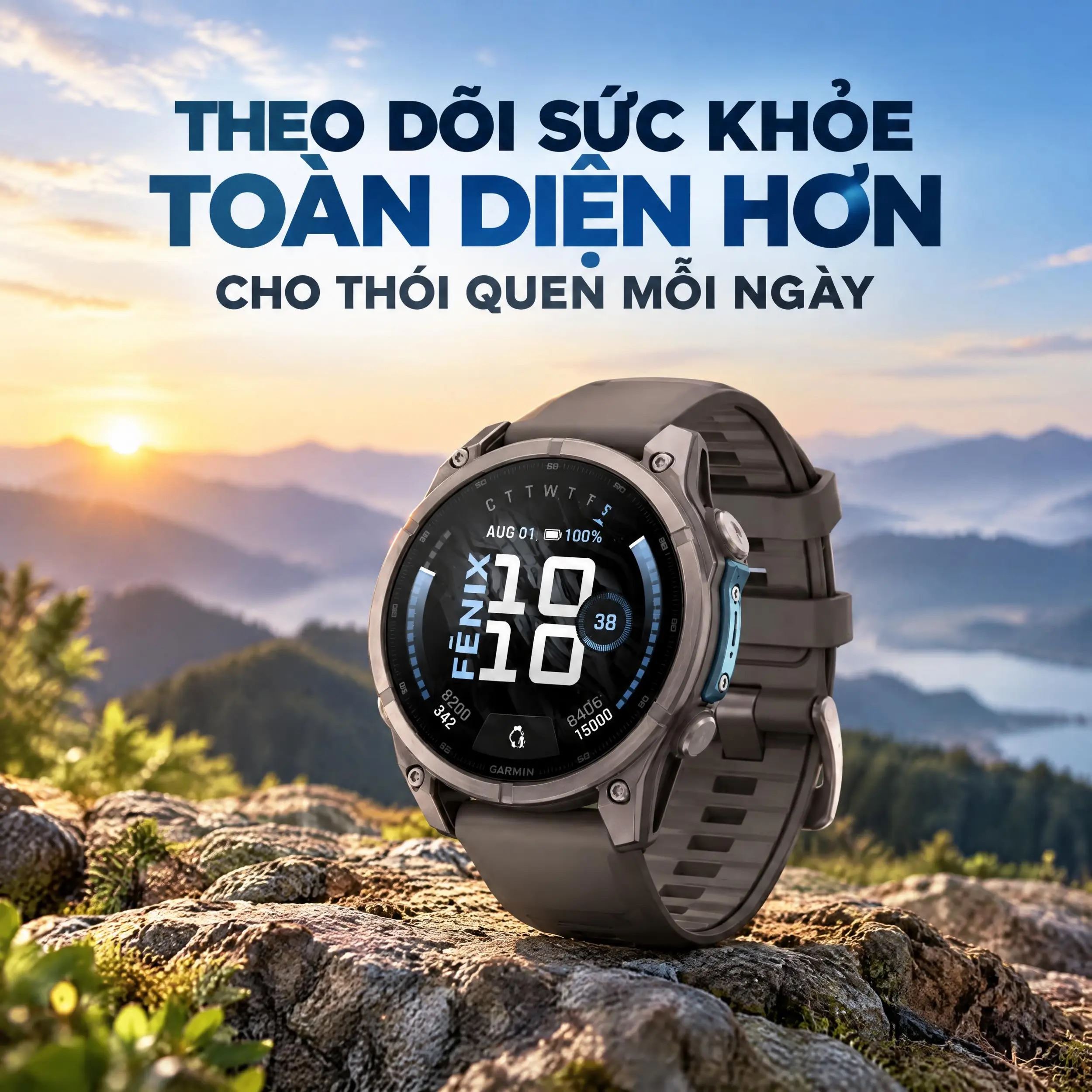Garmin Fenix 9 Sapphire 47mm viền Titanium dây silicone - theo dõi sức khoẻ
