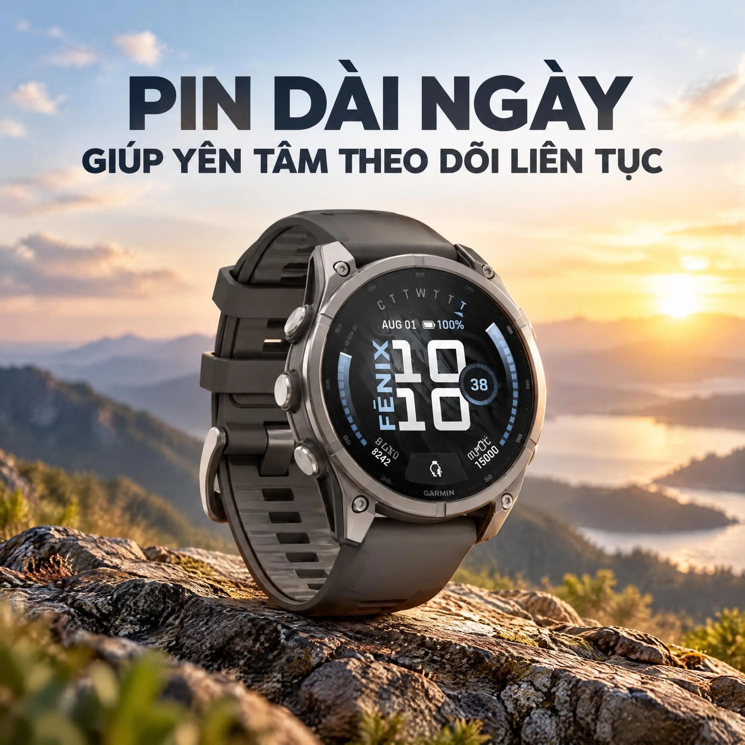Garmin Fenix 9 Sapphire 47mm viền Titanium dây silicone - dung lượng pin