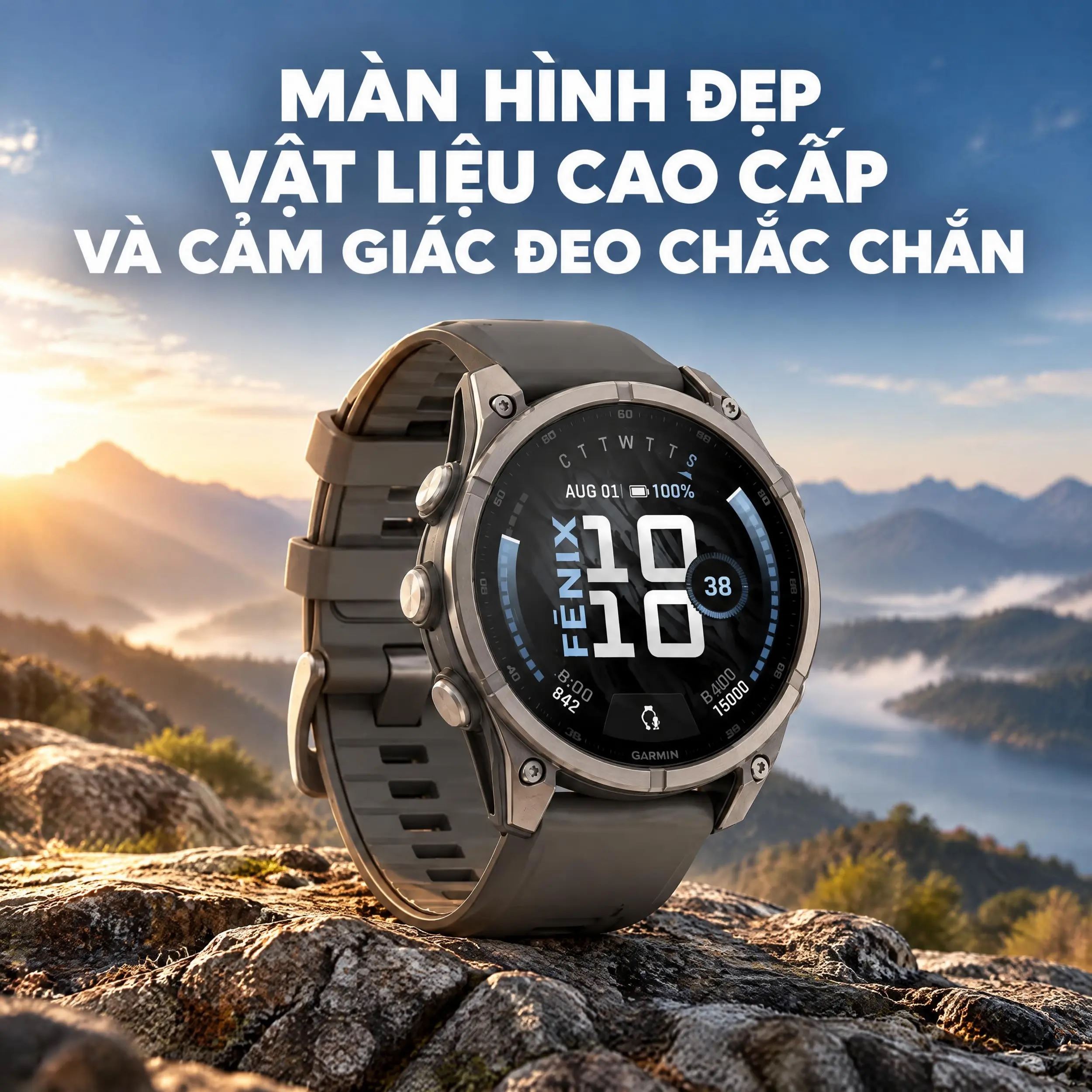 Garmin Fenix 9 Sapphire 47mm viền Titanium dây silicone - chất liệu