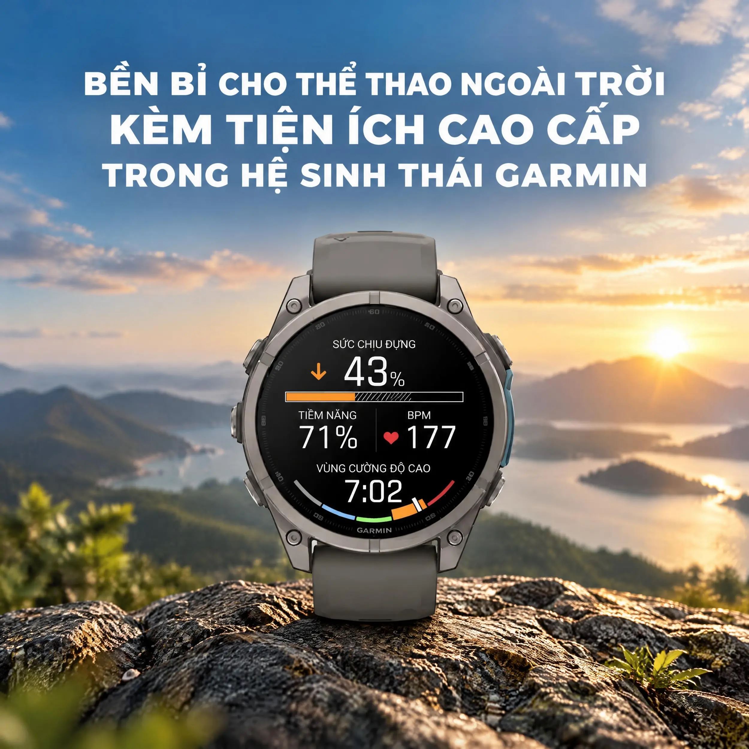 Garmin Fenix 9 Sapphire 47mm viền Titanium dây silicone - tiện ích cao cấp
