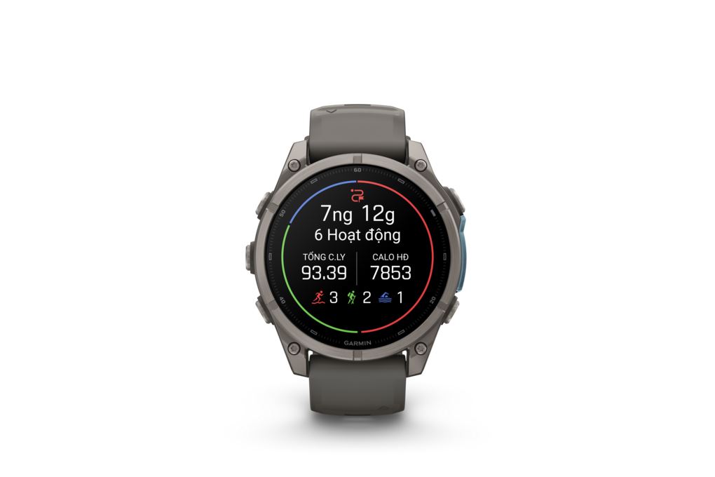 Garmin Fenix 9 Sapphire 47mm viền Titanium dây silicone Màu Xám