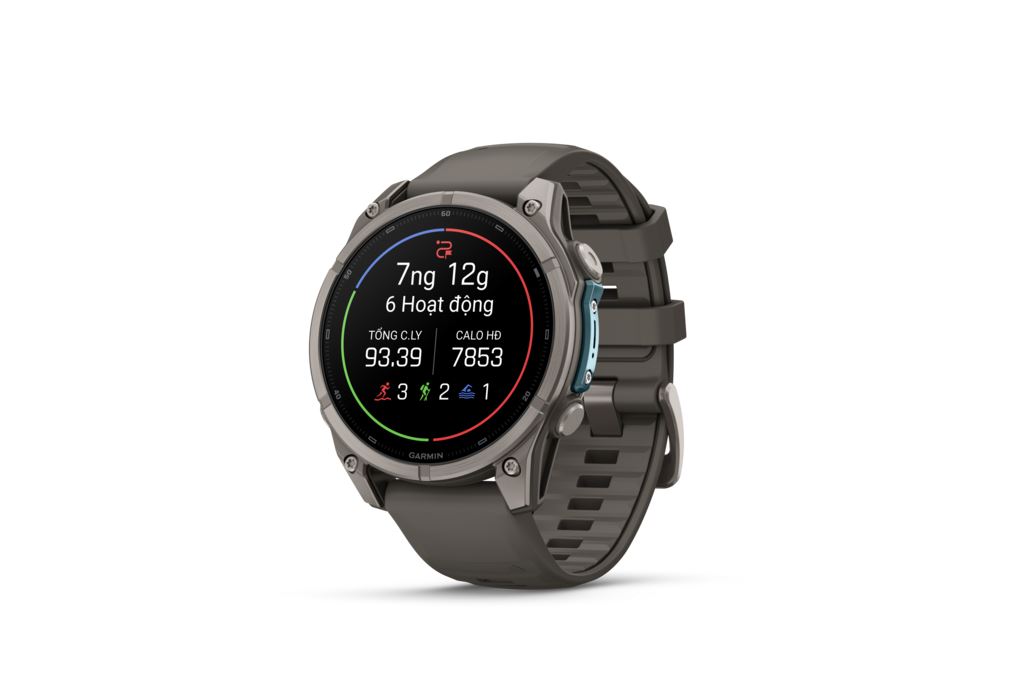 Garmin Fenix 9 Sapphire 47mm viền Titanium dây silicone Màu Xám