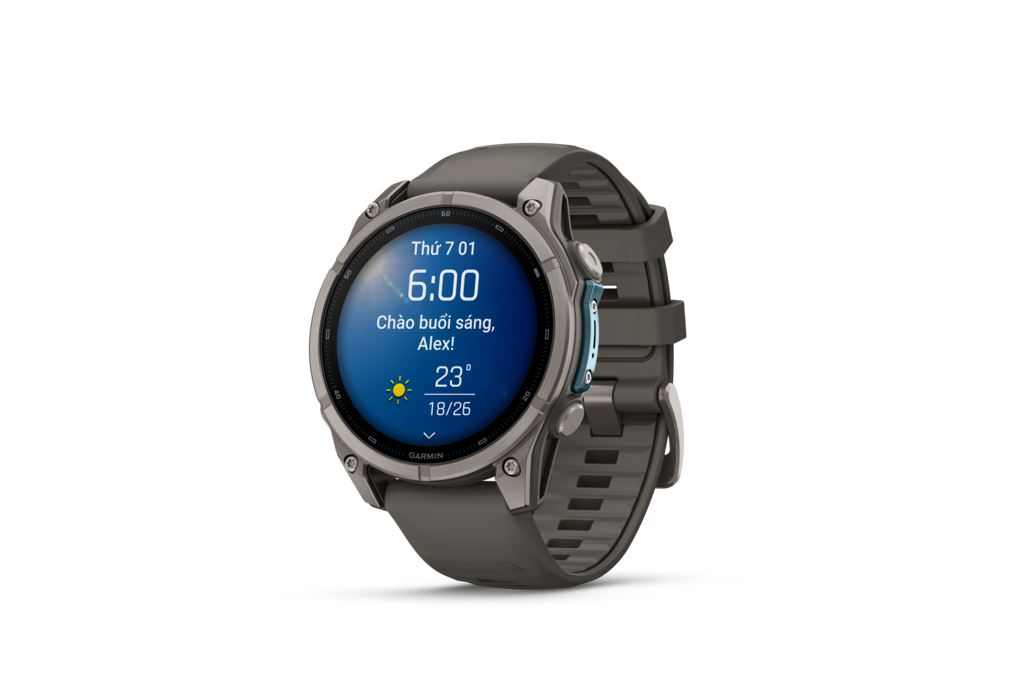 Garmin Fenix 9 Sapphire 47mm viền Titanium dây silicone Màu Xám