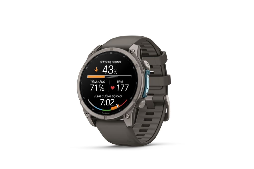 Garmin Fenix 9 Sapphire 47mm viền Titanium dây silicone Màu Xám