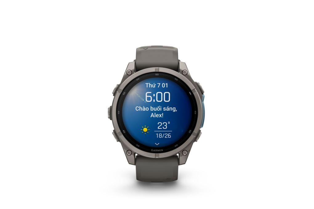 Garmin Fenix 9 Sapphire 47mm viền Titanium dây silicone Màu Xám