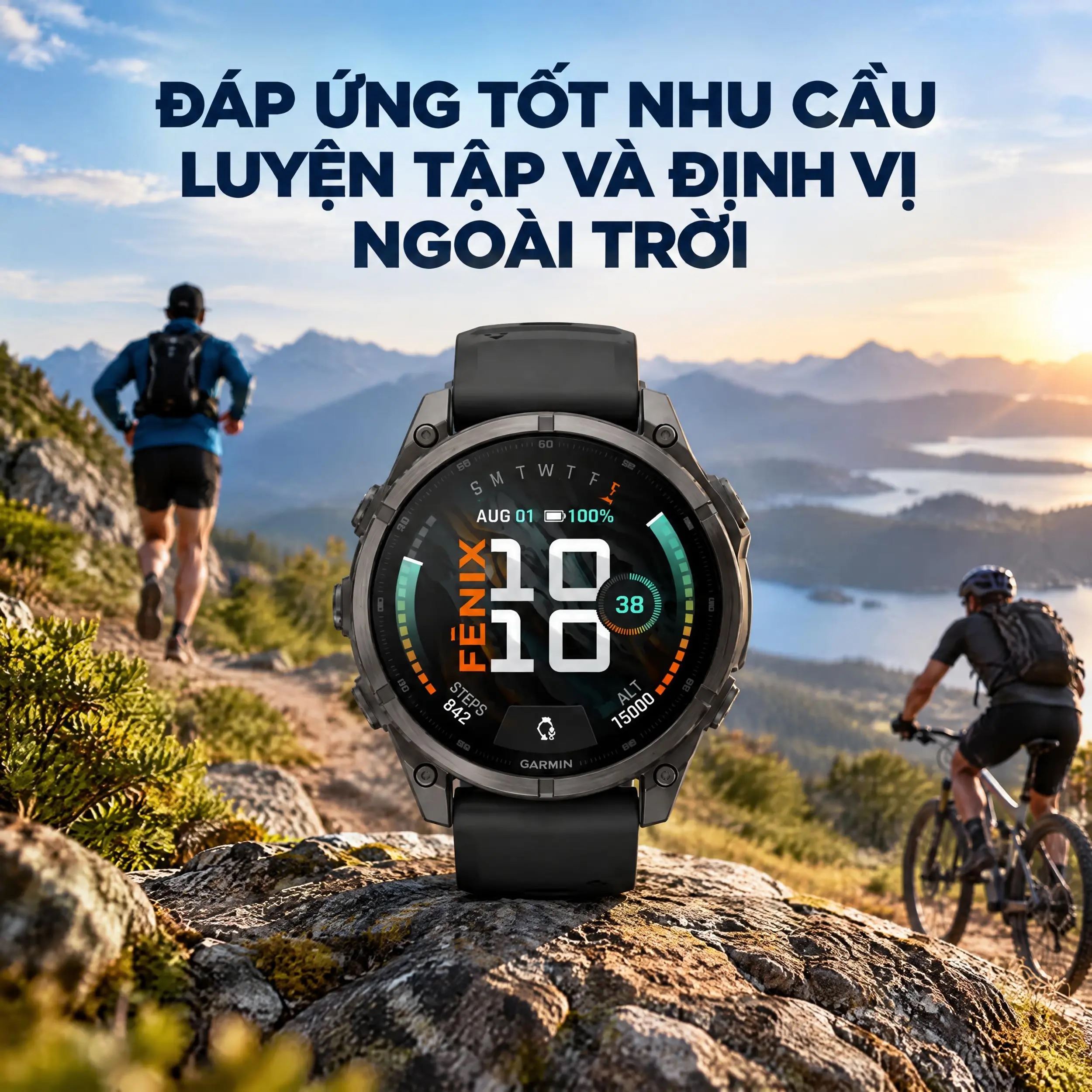 Garmin Fenix 9 Sapphire 47 mm viền Titanium Carbon dây silicone - nhu cầu luyện tập và định vị