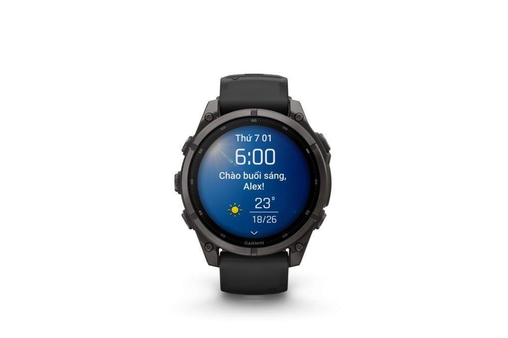 Garmin Fenix 9 Sapphire 47mm viền Titanium Carbon dây silicone Màu Đen