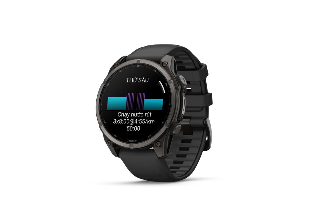 Garmin Fenix 9 Sapphire 47mm viền Titanium Carbon dây silicone Màu Đen