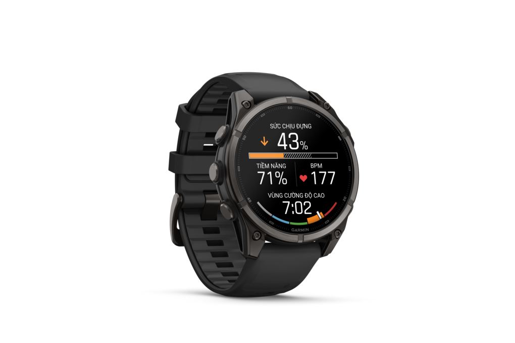 Garmin Fenix 9 Sapphire 47mm viền Titanium Carbon dây silicone Màu Đen