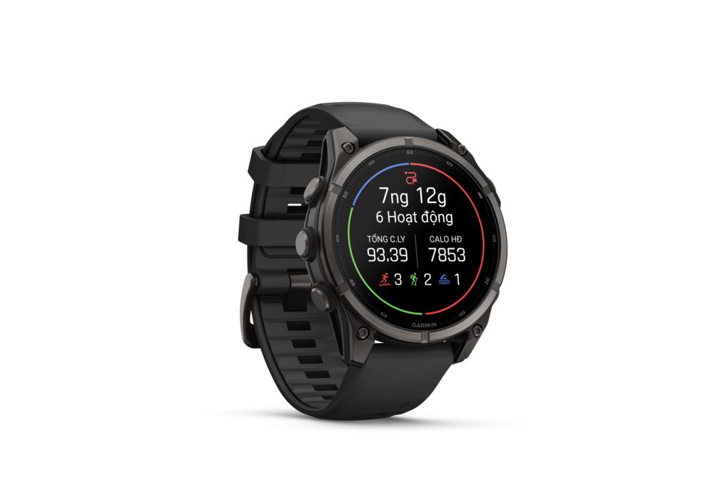 Garmin Fenix 9 Sapphire 47mm viền Titanium Carbon dây silicone Màu Đen