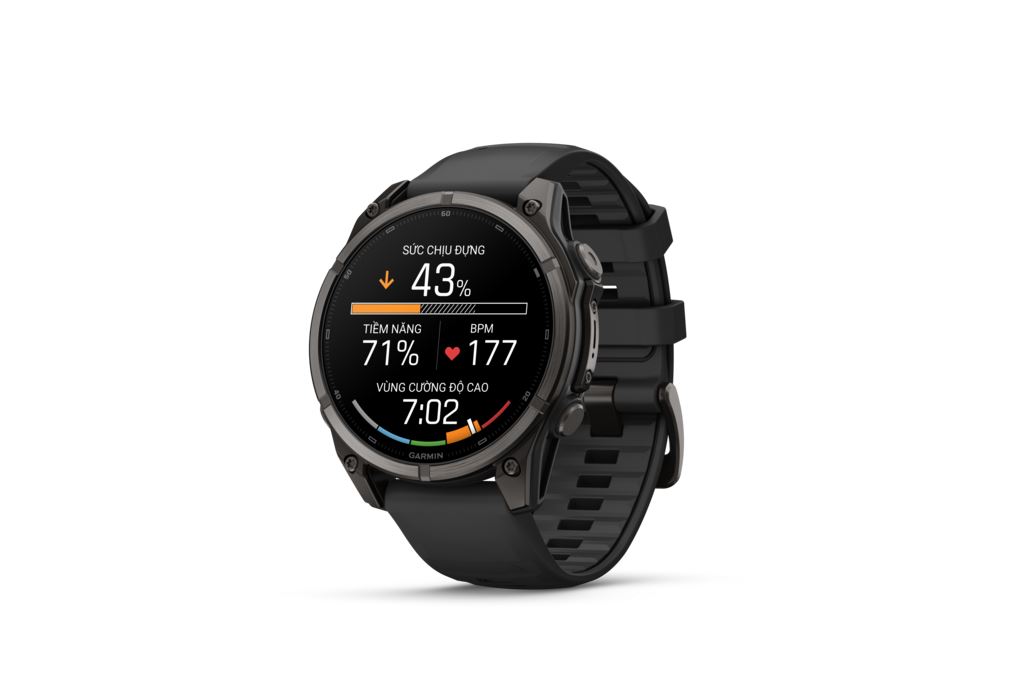 Garmin Fenix 9 Sapphire 47mm viền Titanium Carbon dây silicone Màu Đen