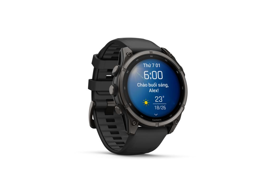 Garmin Fenix 9 Sapphire 47mm viền Titanium Carbon dây silicone Màu Đen