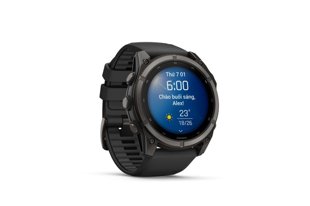 Garmin Fenix 9 Sapphire 51mm viền Titanium Carbon dây silicone Màu Đen