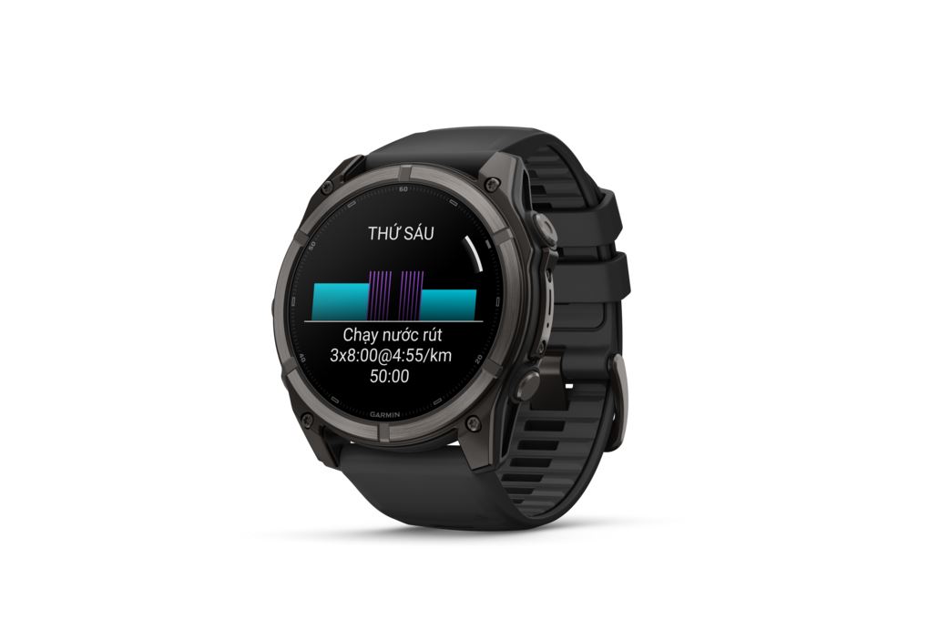 Garmin Fenix 9 Sapphire 51mm viền Titanium Carbon dây silicone Màu Đen