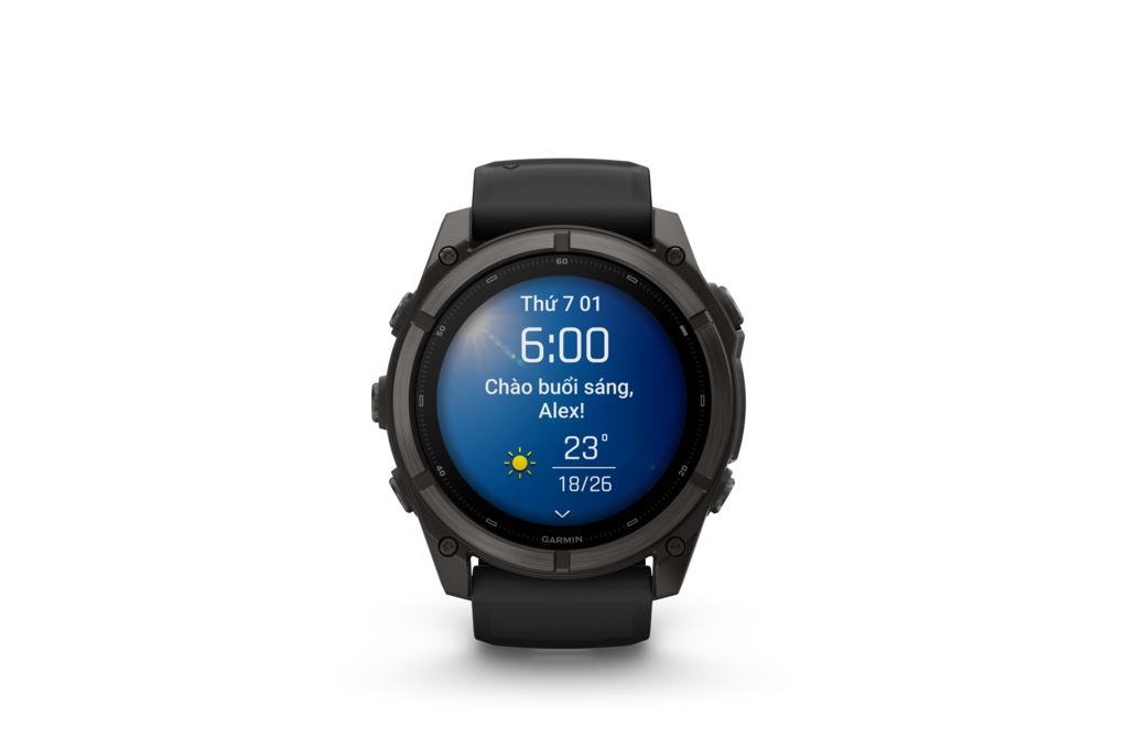 Garmin Fenix 9 Sapphire 51mm viền Titanium Carbon dây silicone Màu Đen