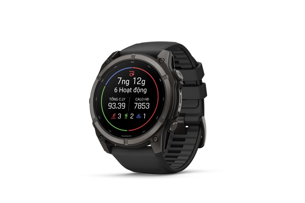 Garmin Fenix 9 Sapphire 51mm viền Titanium Carbon dây silicone Màu Đen