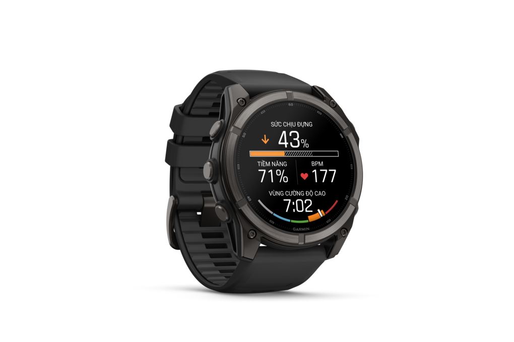 Garmin Fenix 9 Sapphire 51mm viền Titanium Carbon dây silicone Màu Đen