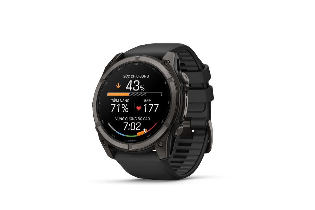 Garmin Fenix 9 Sapphire 51mm viền Titanium Carbon dây silicone Màu Đen