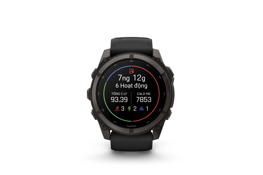 Garmin Fenix 9 Sapphire 51mm viền Titanium Carbon dây silicone Màu Đen