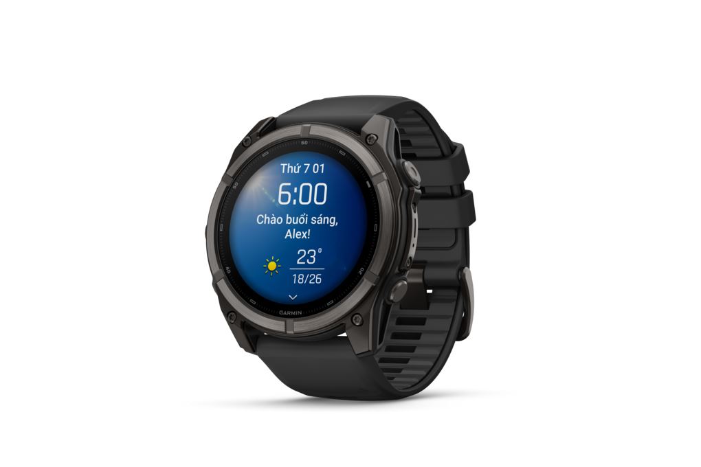 Garmin Fenix 9 Sapphire 51mm viền Titanium Carbon dây silicone Màu Đen