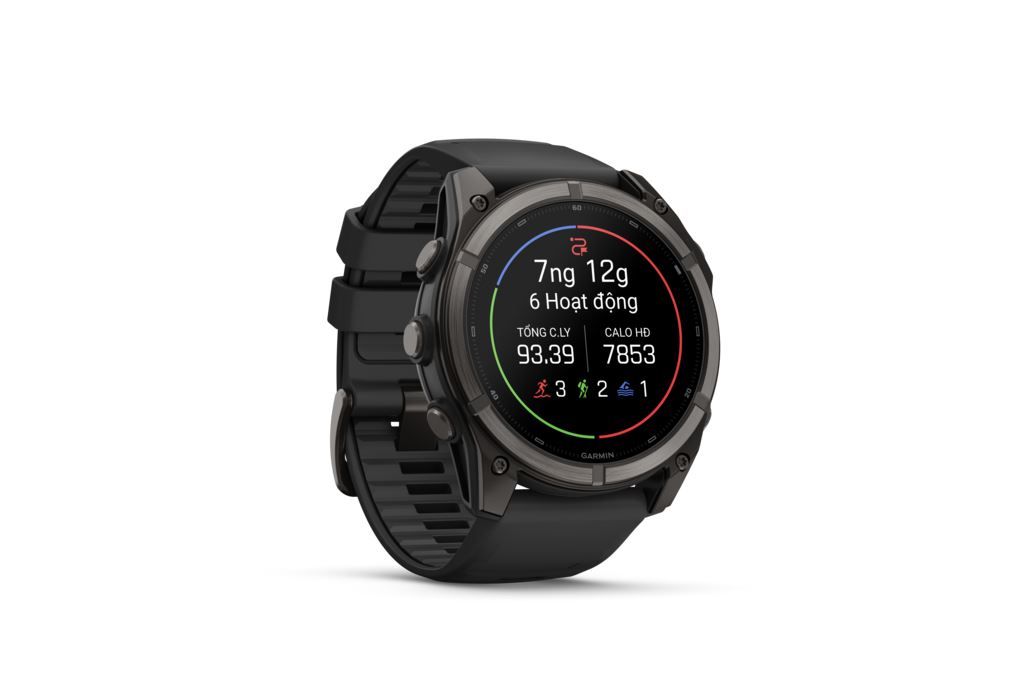 Garmin Fenix 9 Sapphire 51mm viền Titanium Carbon dây silicone Màu Đen