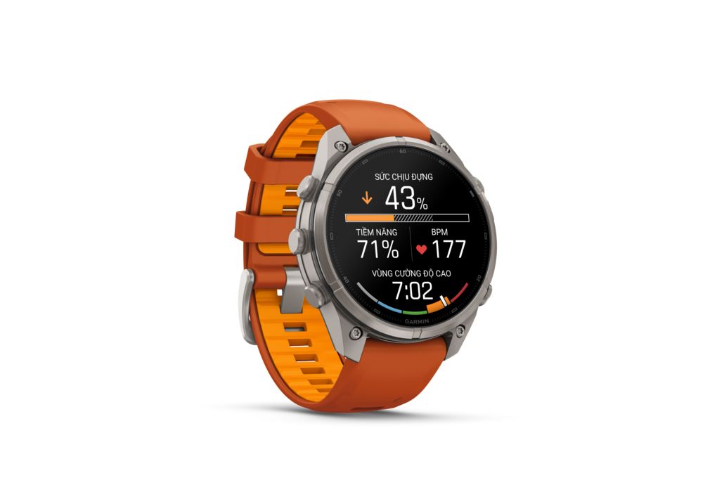 Garmin Fenix 9 Pro Sapphire 47mm viền Titanium dây silicone Màu Cam