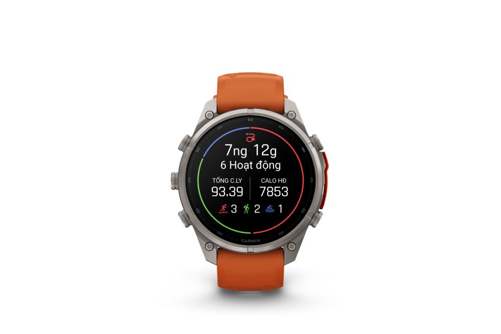 Garmin Fenix 9 Pro Sapphire 47mm viền Titanium dây silicone Màu Cam