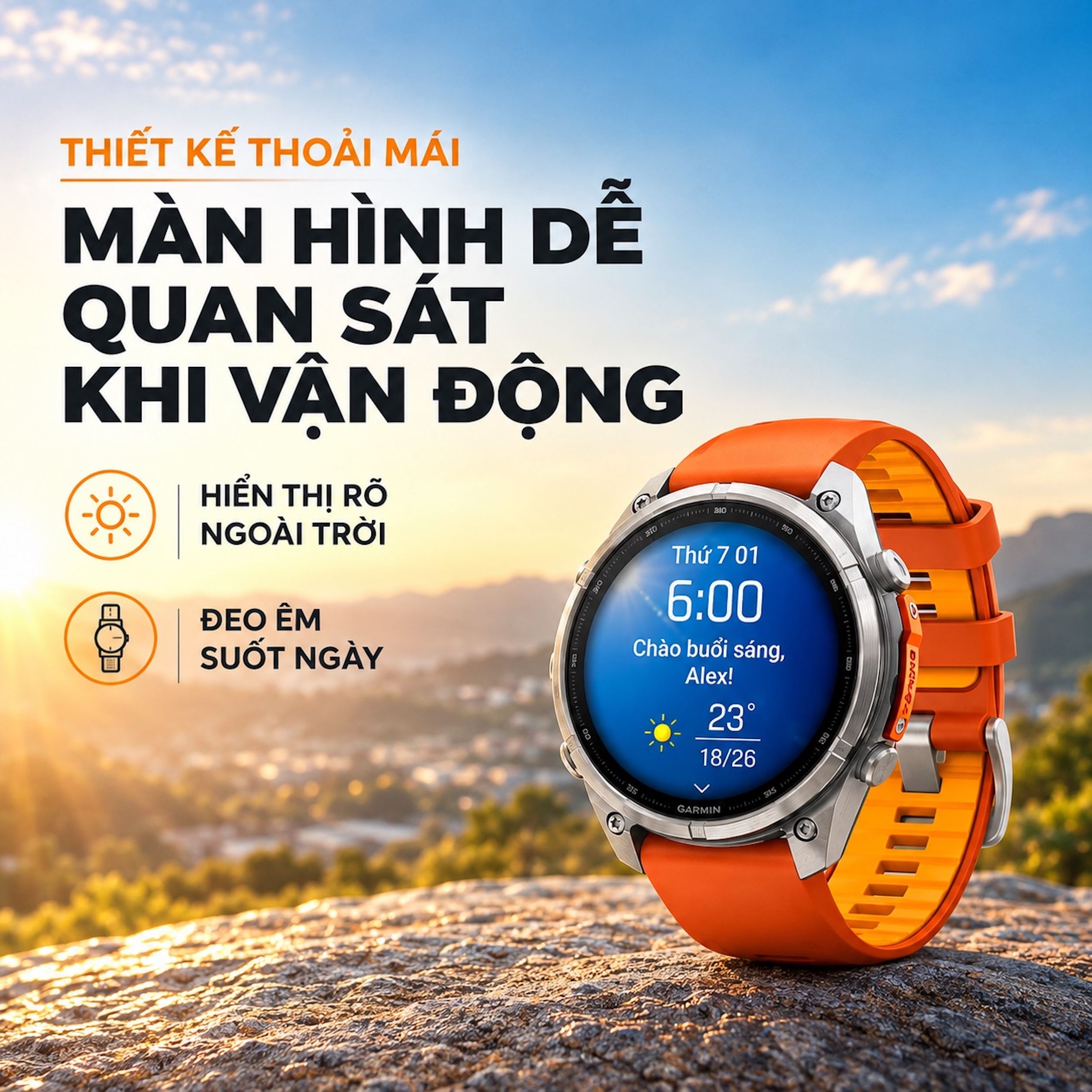 Garmin Fenix 9 Pro Sapphire 47mm viền Titanium dây silicone - theo dõi sức khoẻ, hỗ trợ luyện tập - thiết kế đeo hằng ngày