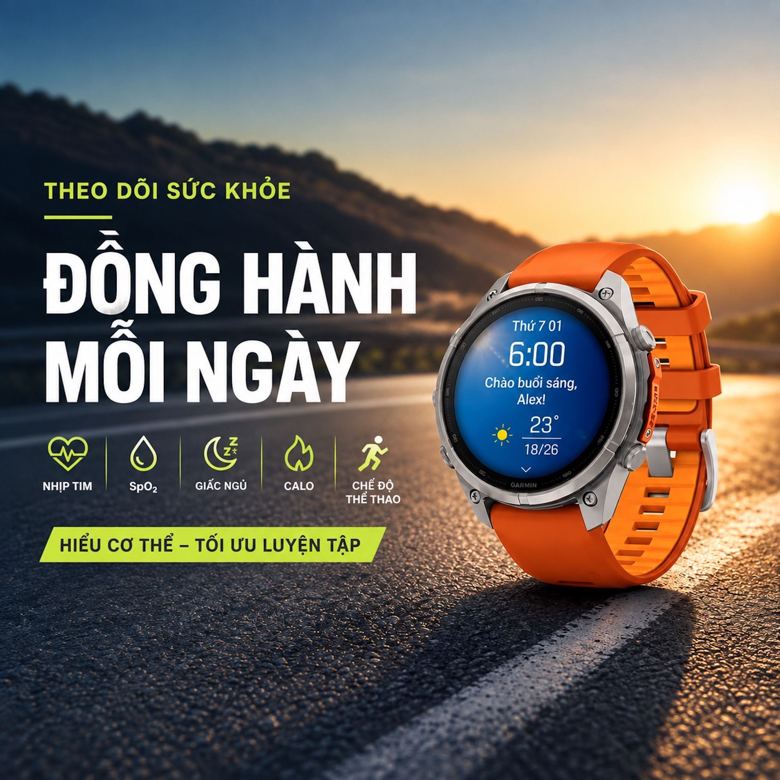 Garmin Fenix 9 Pro Sapphire 47mm viền Titanium dây silicone - theo dõi sức khoẻ, hỗ trợ luyện tập