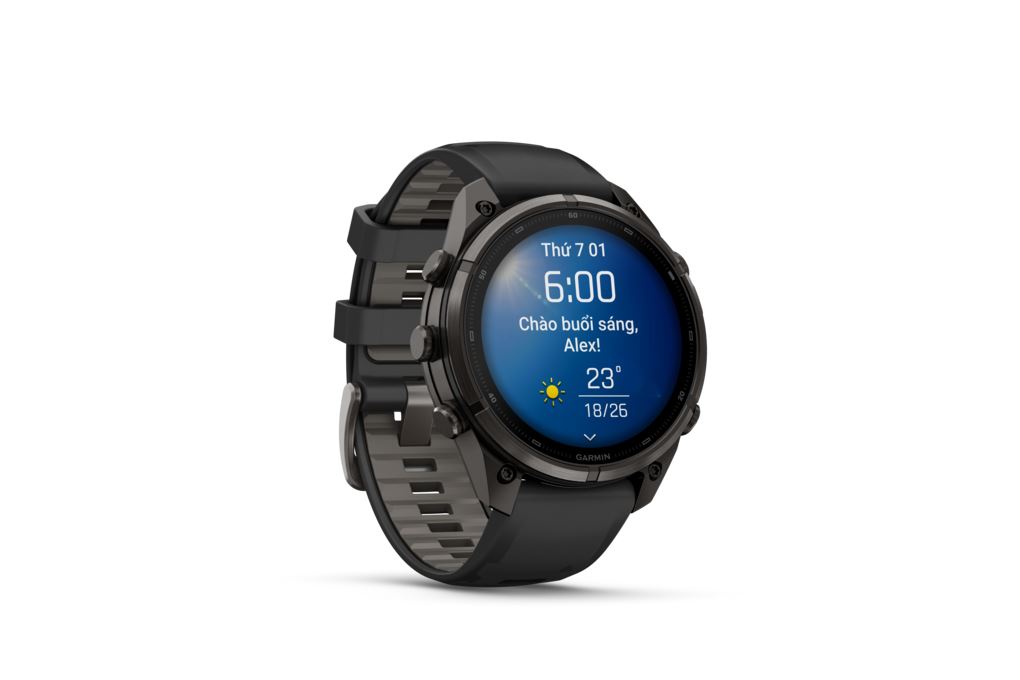 Garmin Fenix 9 Pro Sapphire 47mm viền Titanium Carbon dây silicone Màu Đen