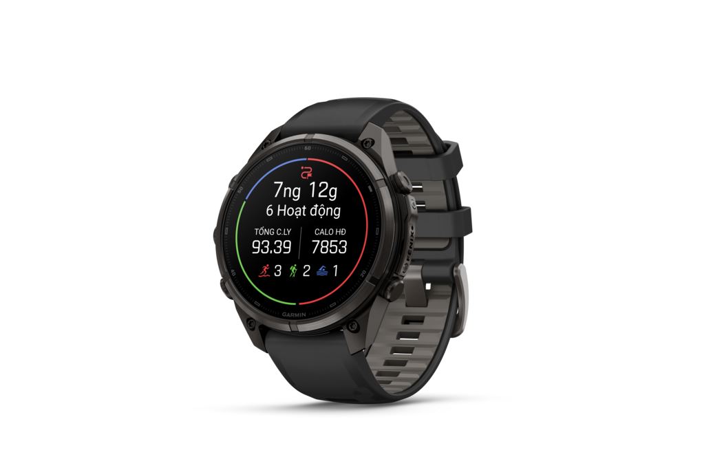 Garmin Fenix 9 Pro Sapphire 47mm viền Titanium Carbon dây silicone Màu Đen