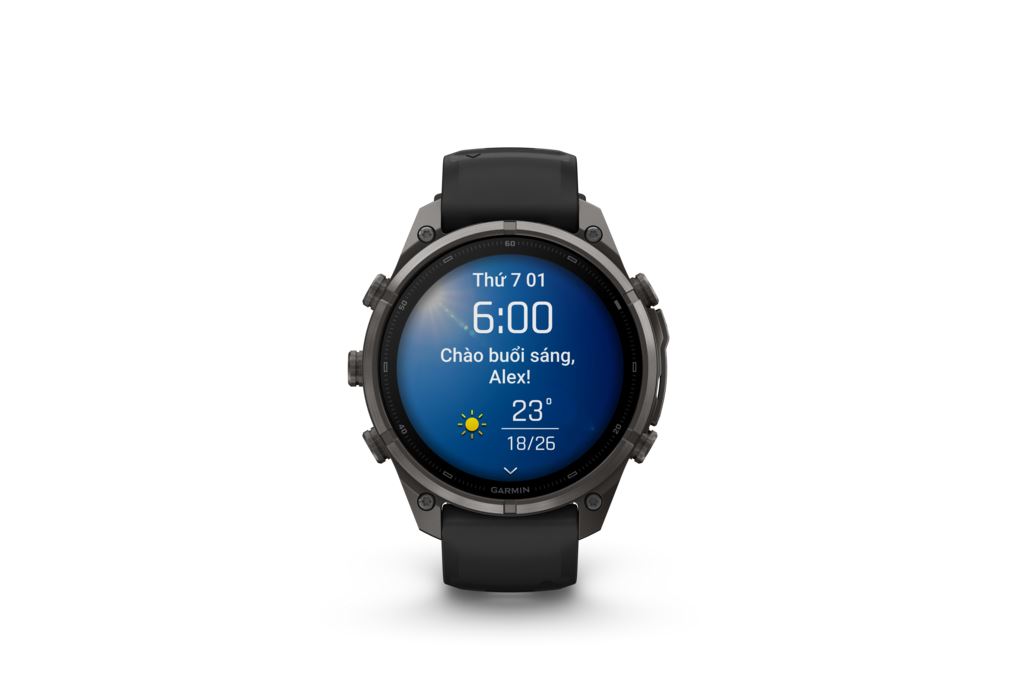 Garmin Fenix 9 Pro Sapphire 47mm viền Titanium Carbon dây silicone Màu Đen