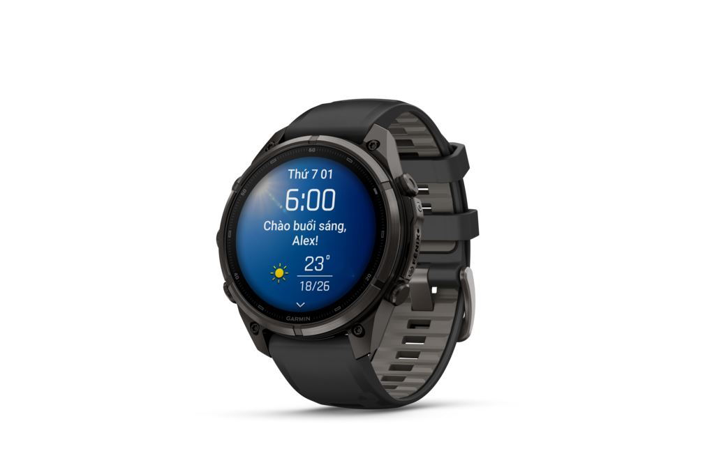 Garmin Fenix 9 Pro Sapphire 47mm viền Titanium Carbon dây silicone Màu Đen