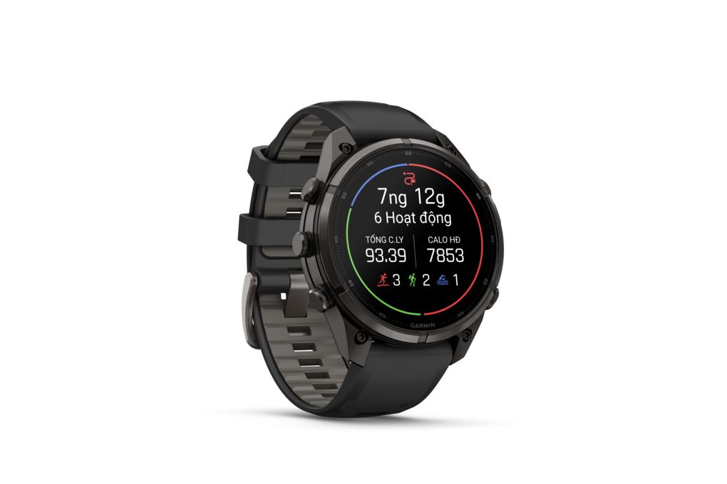 Garmin Fenix 9 Pro Sapphire 47mm viền Titanium Carbon dây silicone Màu Đen