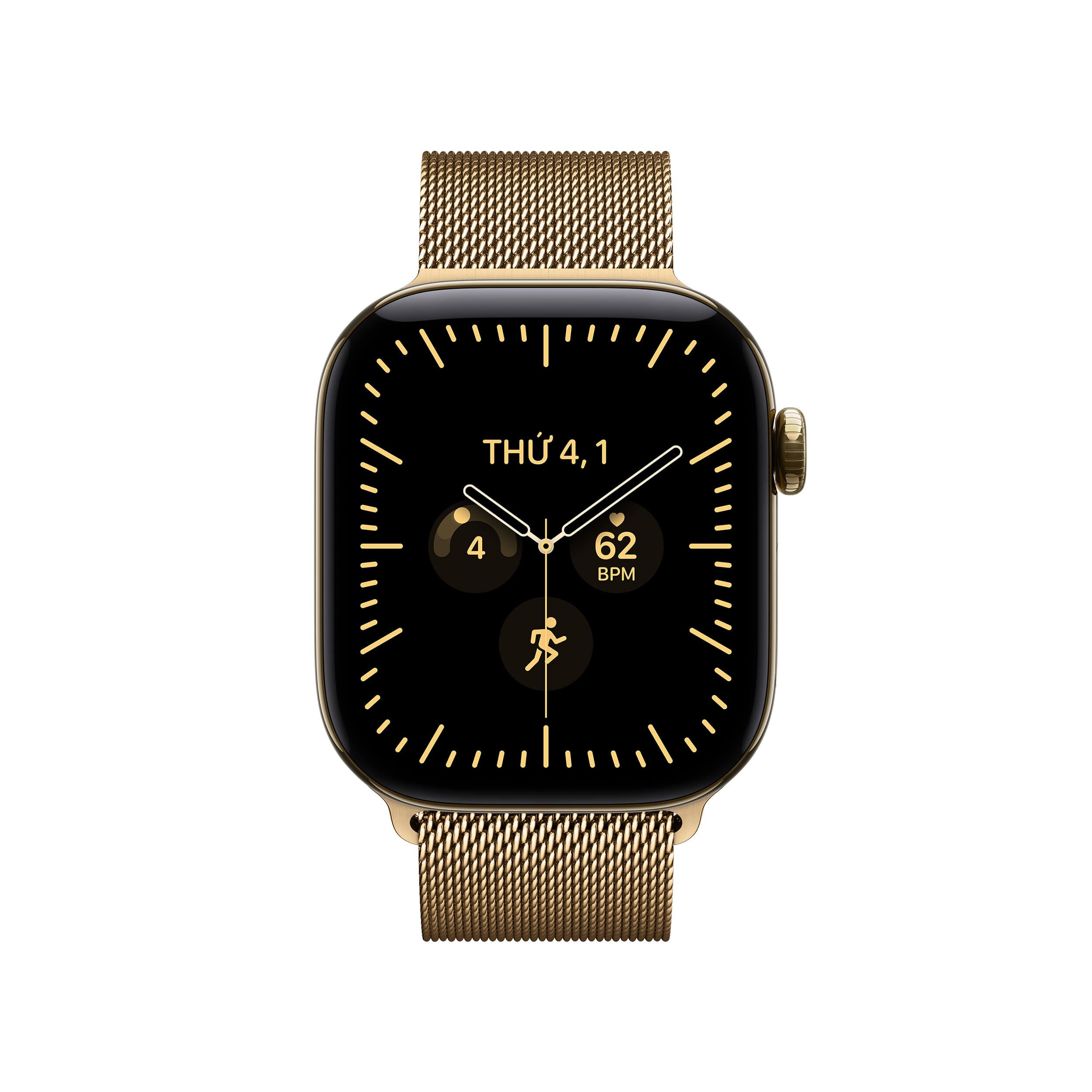 Apple Watch Series 12 GPS + Cellular 42mm viền Titanium dây Milan Màu Vàng