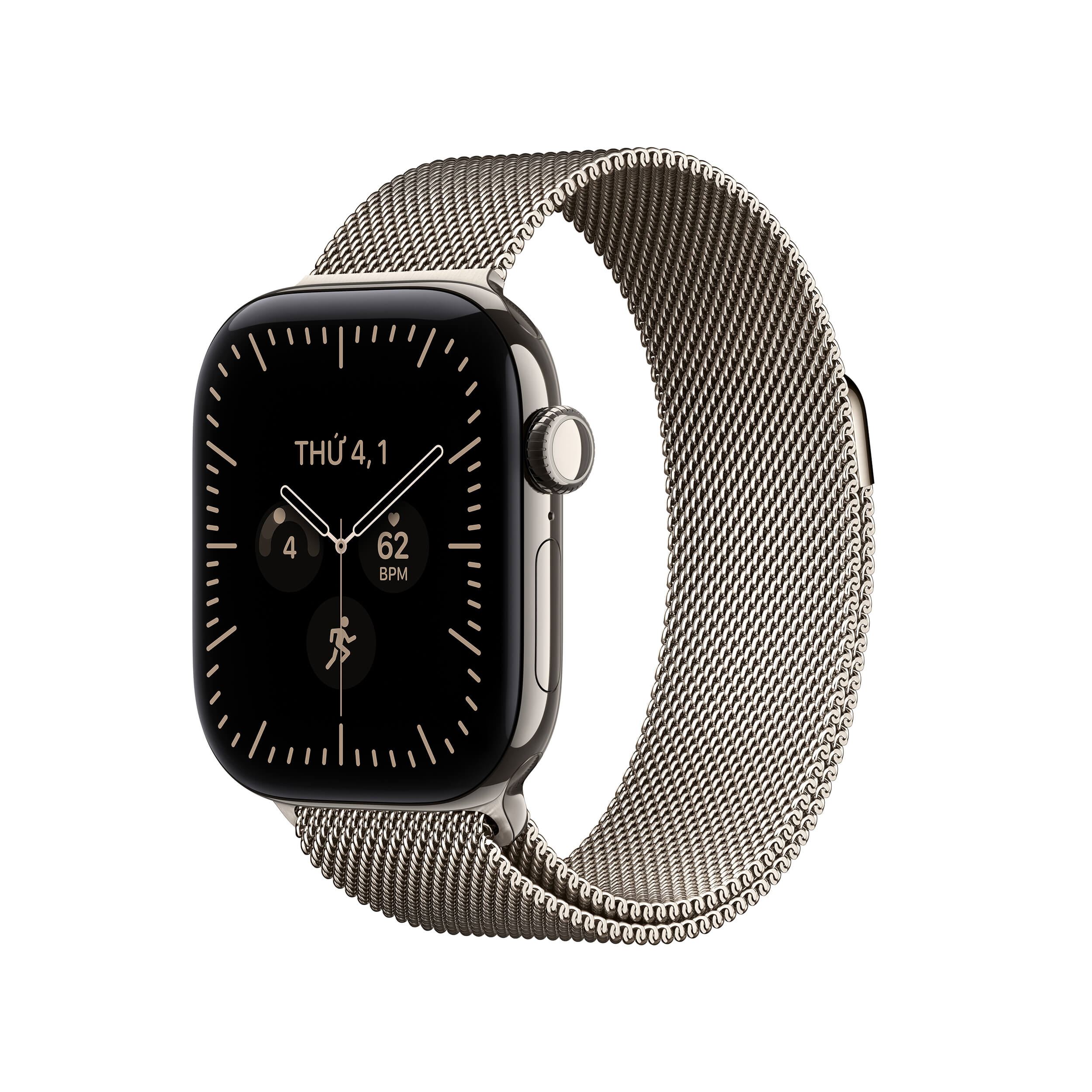 Apple Watch Series 12 GPS + Cellular 42mm viền Titanium dây Milan Màu Xám/Vàng