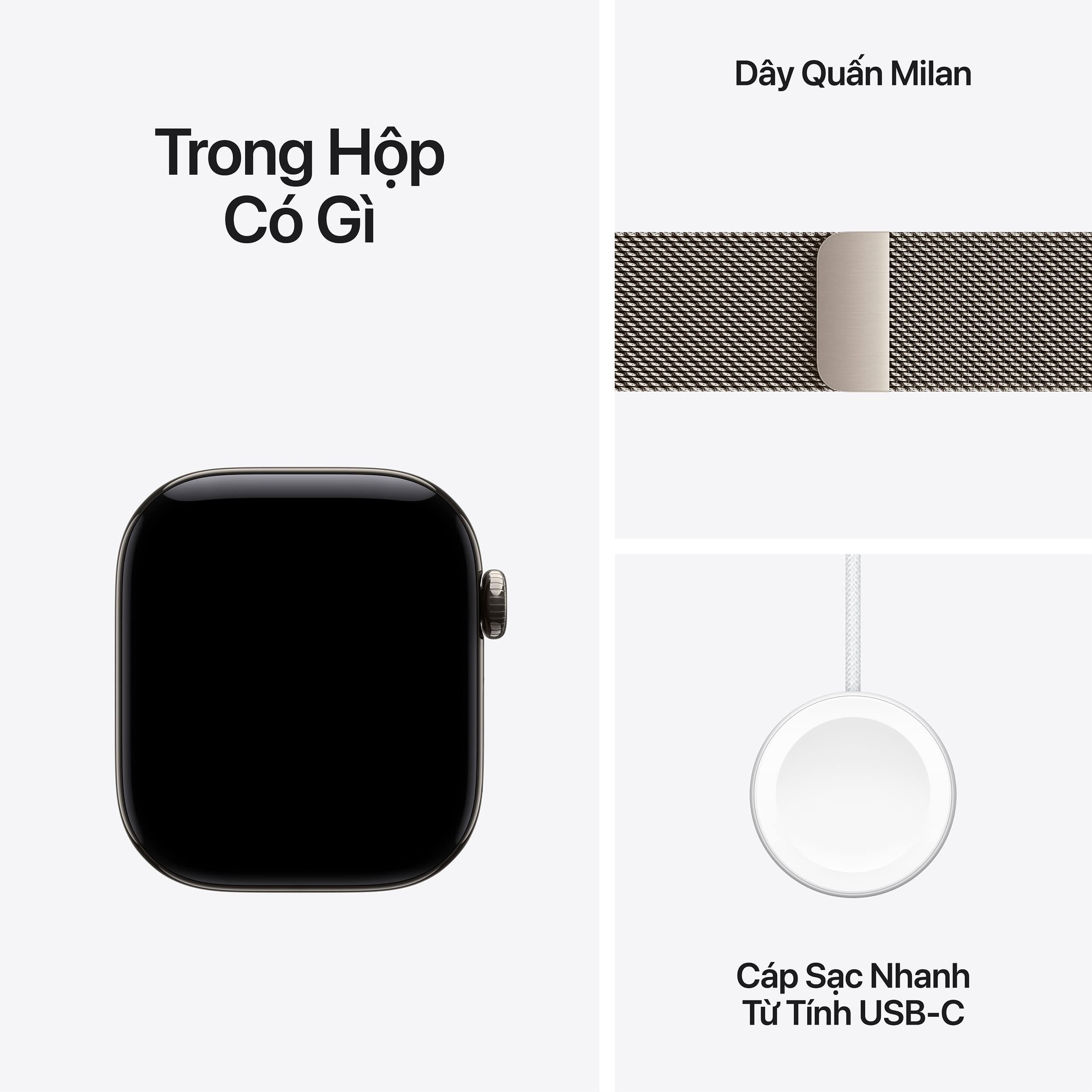 Apple Watch Series 12 GPS + Cellular 42mm viền Titanium dây Milan Màu Xám/Vàng