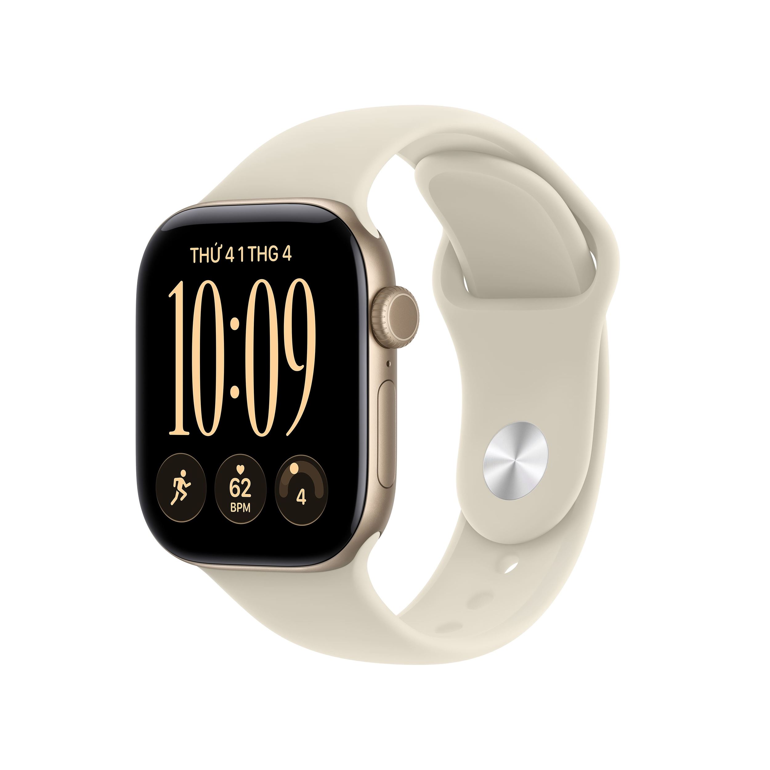 Apple Watch Series 12 GPS + Cellular 46mm viền nhôm dây silicone Màu Trắng - Vàng