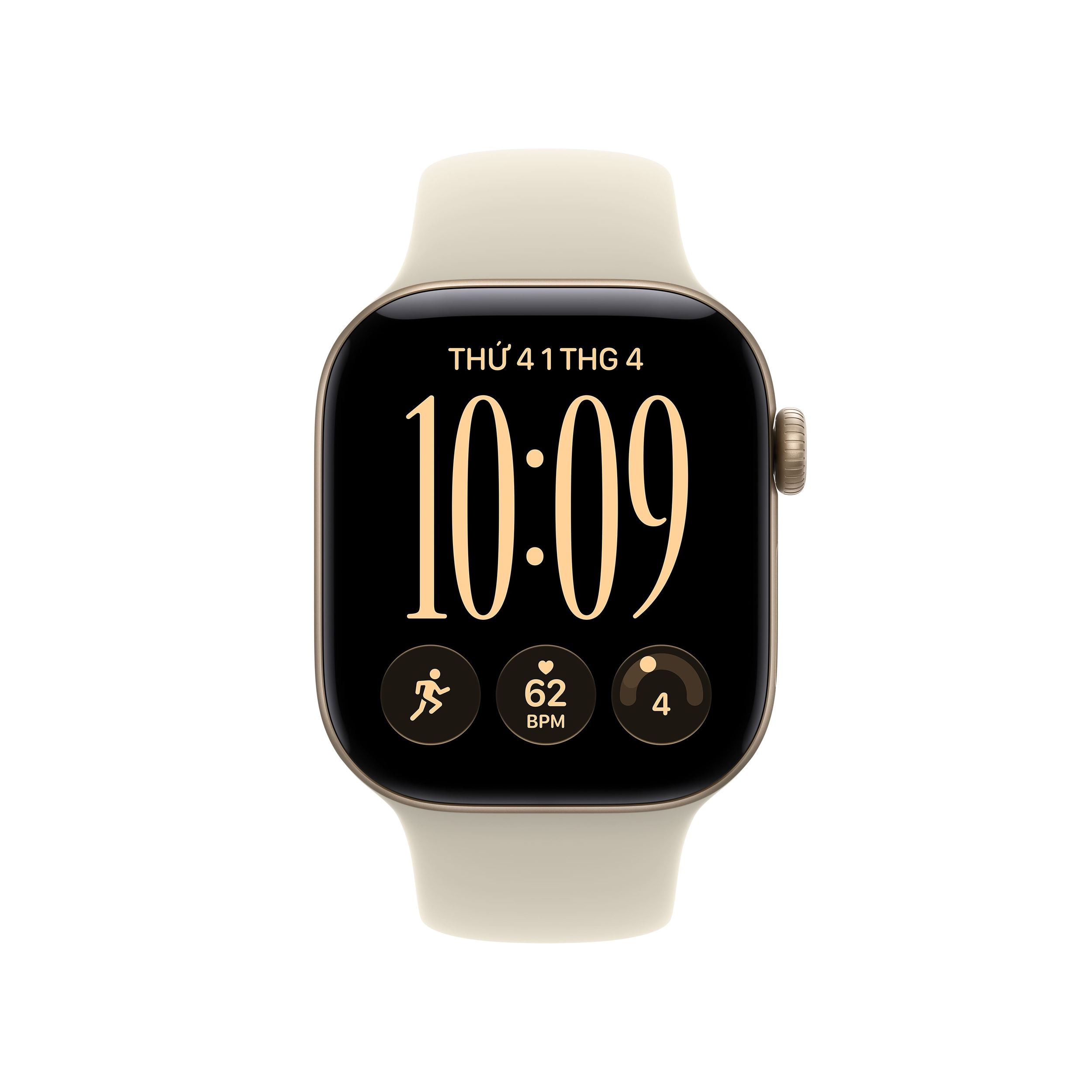 Apple Watch Series 12 GPS + Cellular 46mm viền nhôm dây silicone Màu Trắng - Vàng