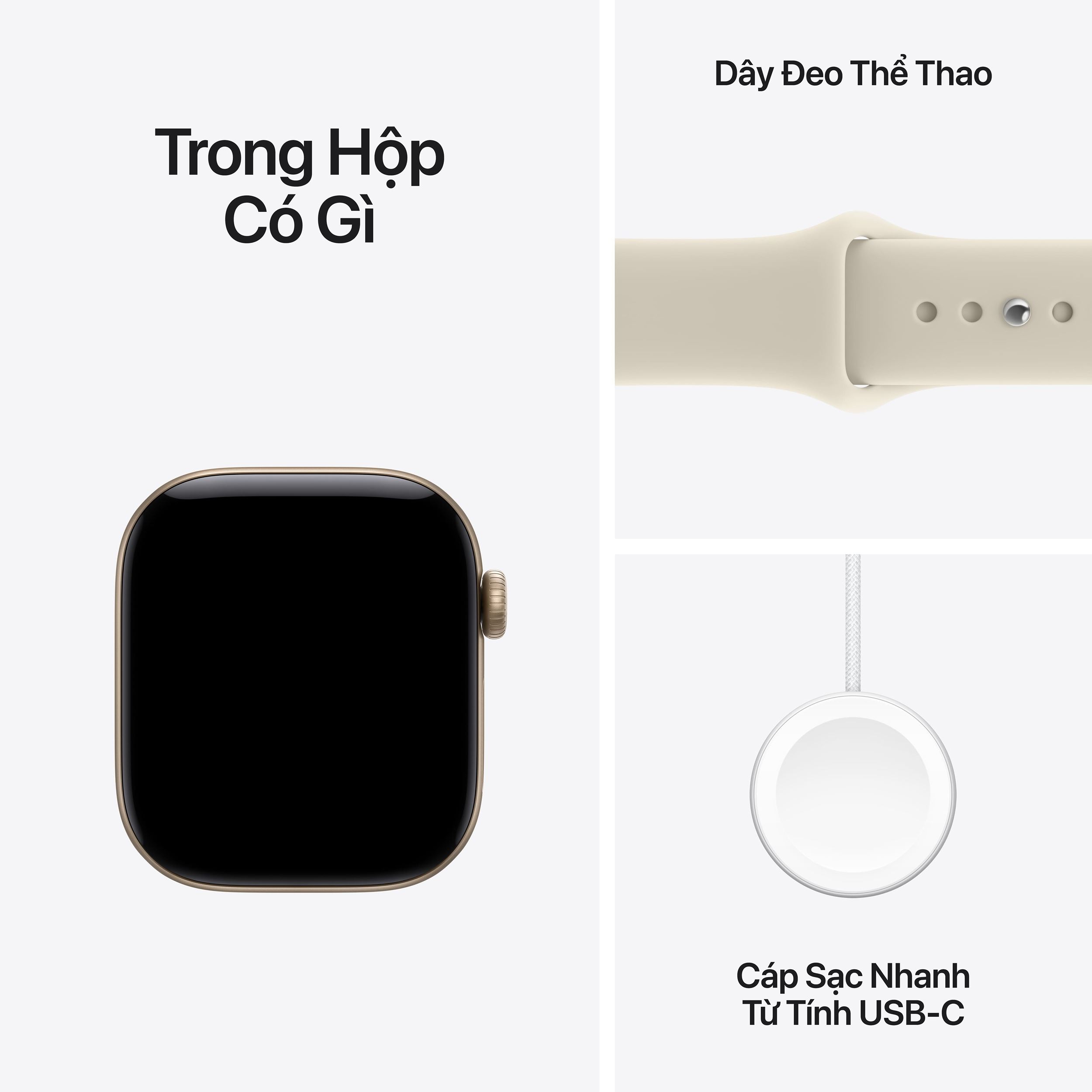 Apple Watch Series 12 GPS + Cellular 46mm viền nhôm dây silicone Màu Trắng - Vàng