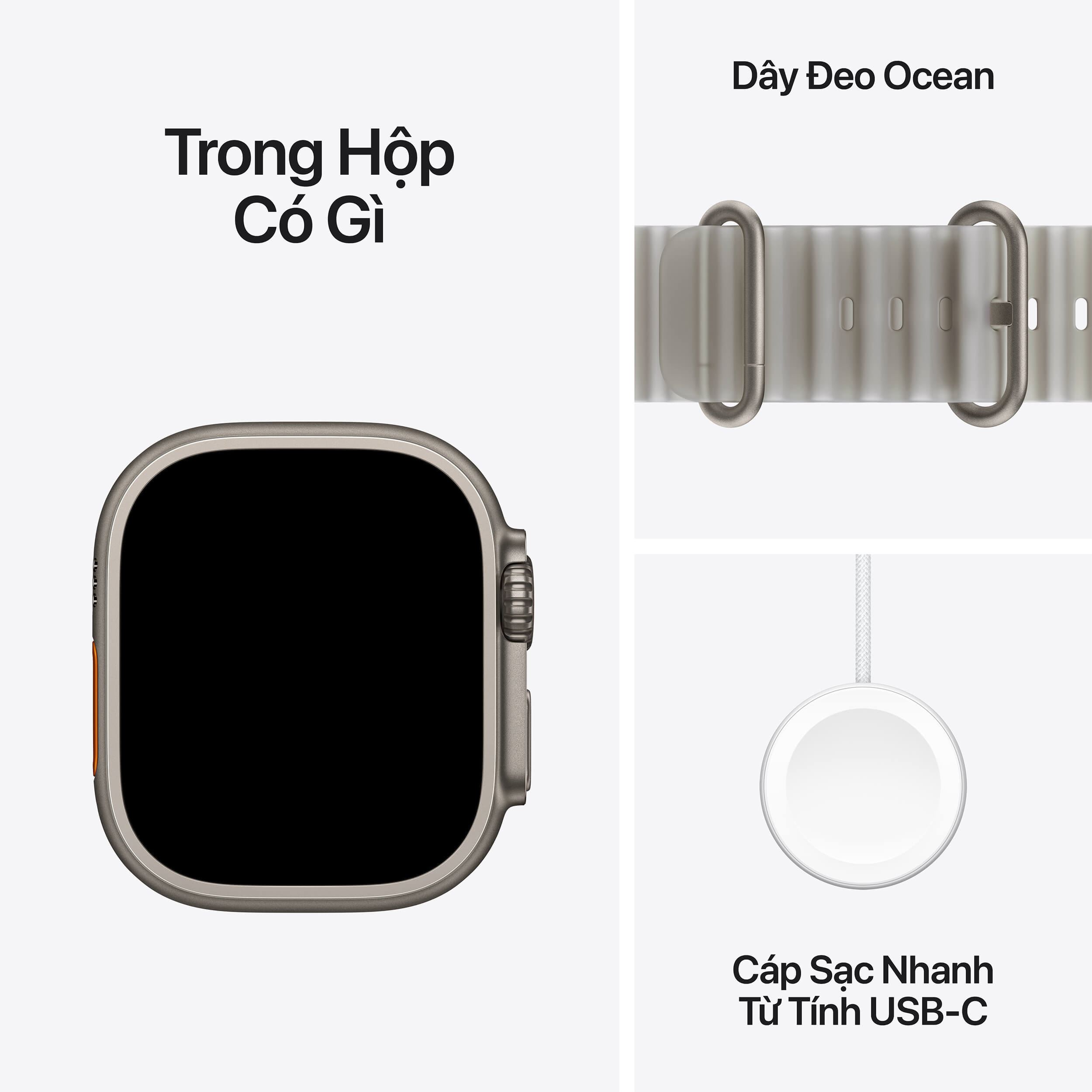 Apple Watch Ultra 4 GPS + Cellular 49mm viền Titanium dây Ocean Màu Titan tự nhiên