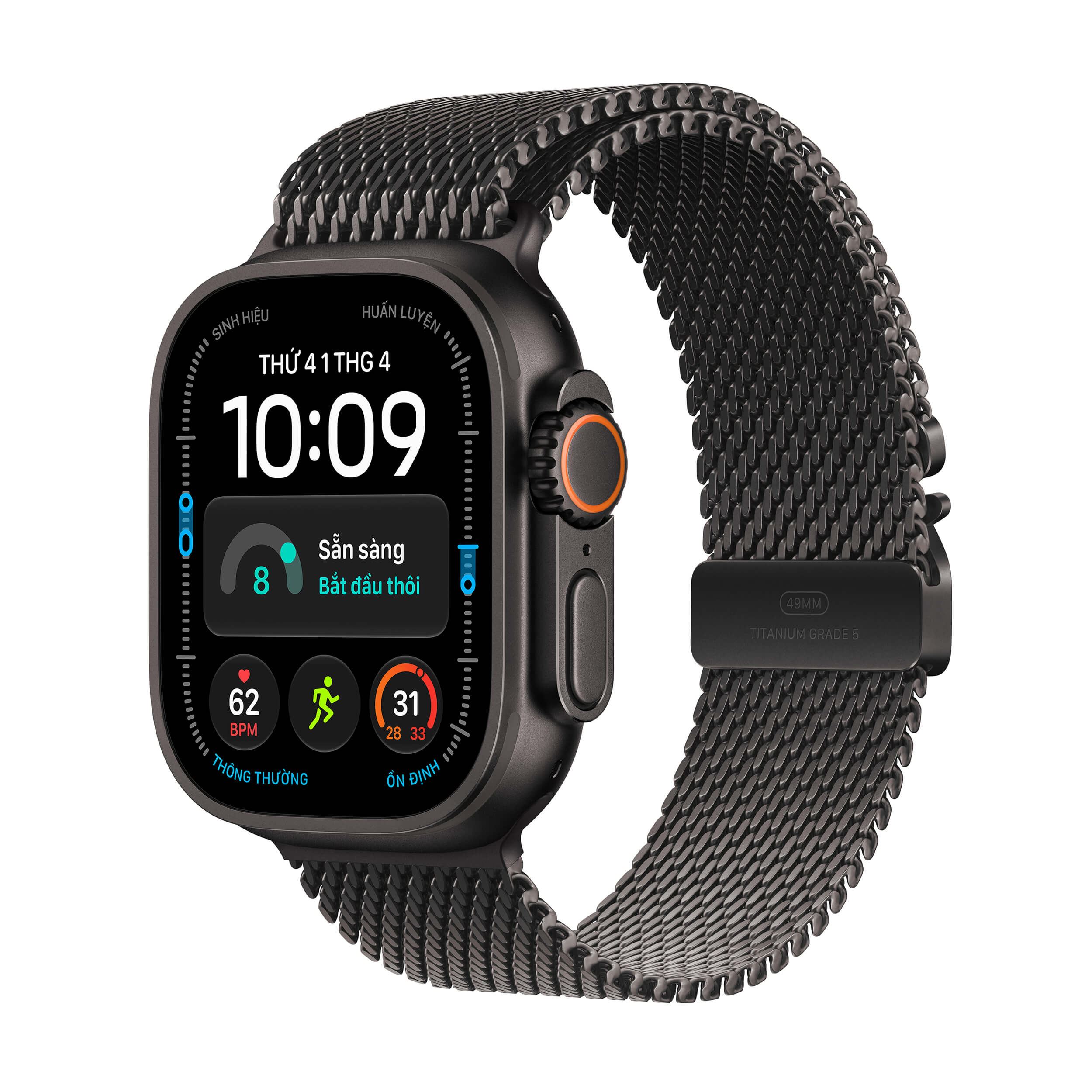 Apple Watch Ultra 4 GPS + Cellular 49mm viền Titanium dây Milan Màu Titan đen