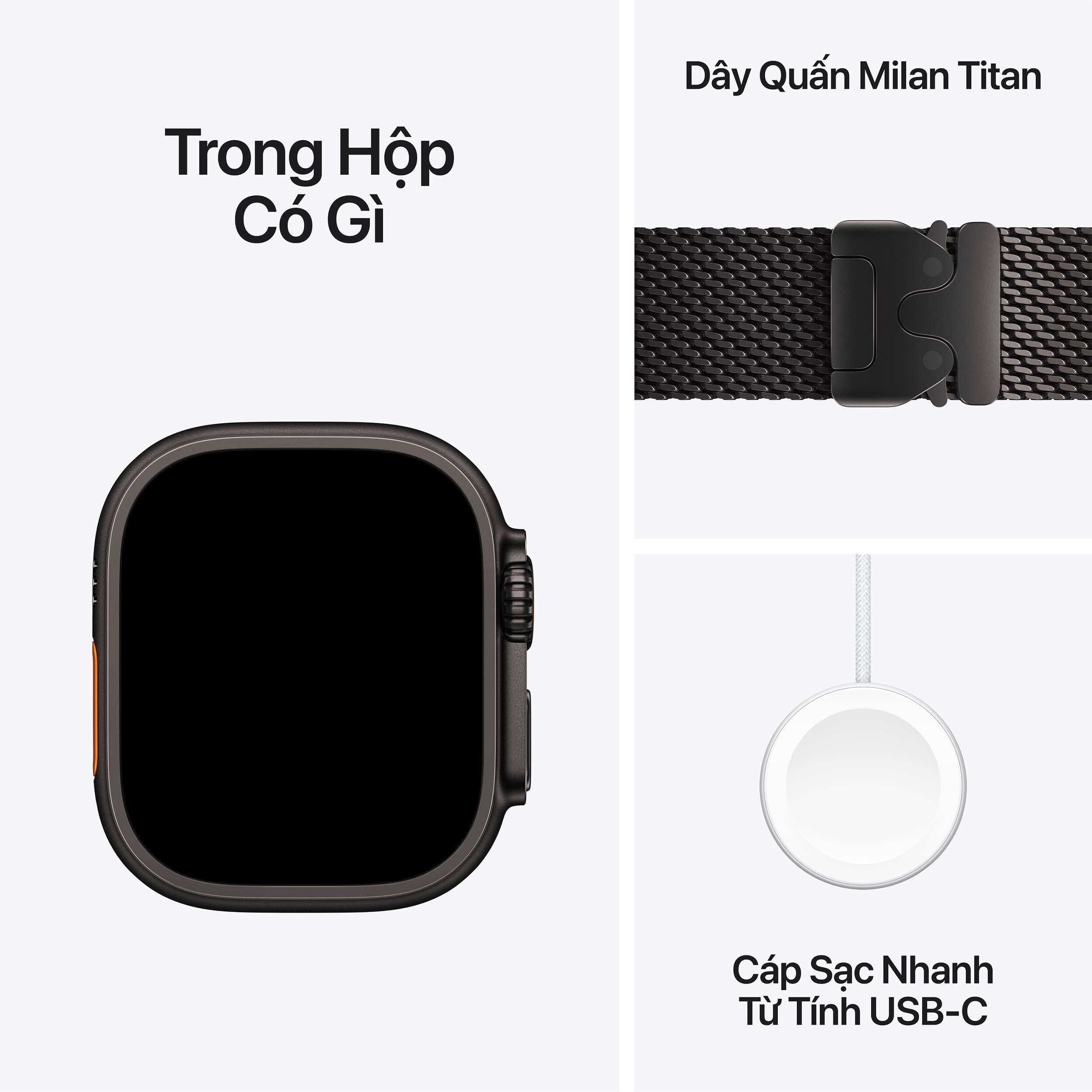 Apple Watch Ultra 4 GPS + Cellular 49mm viền Titanium dây Milan Màu Titan đen