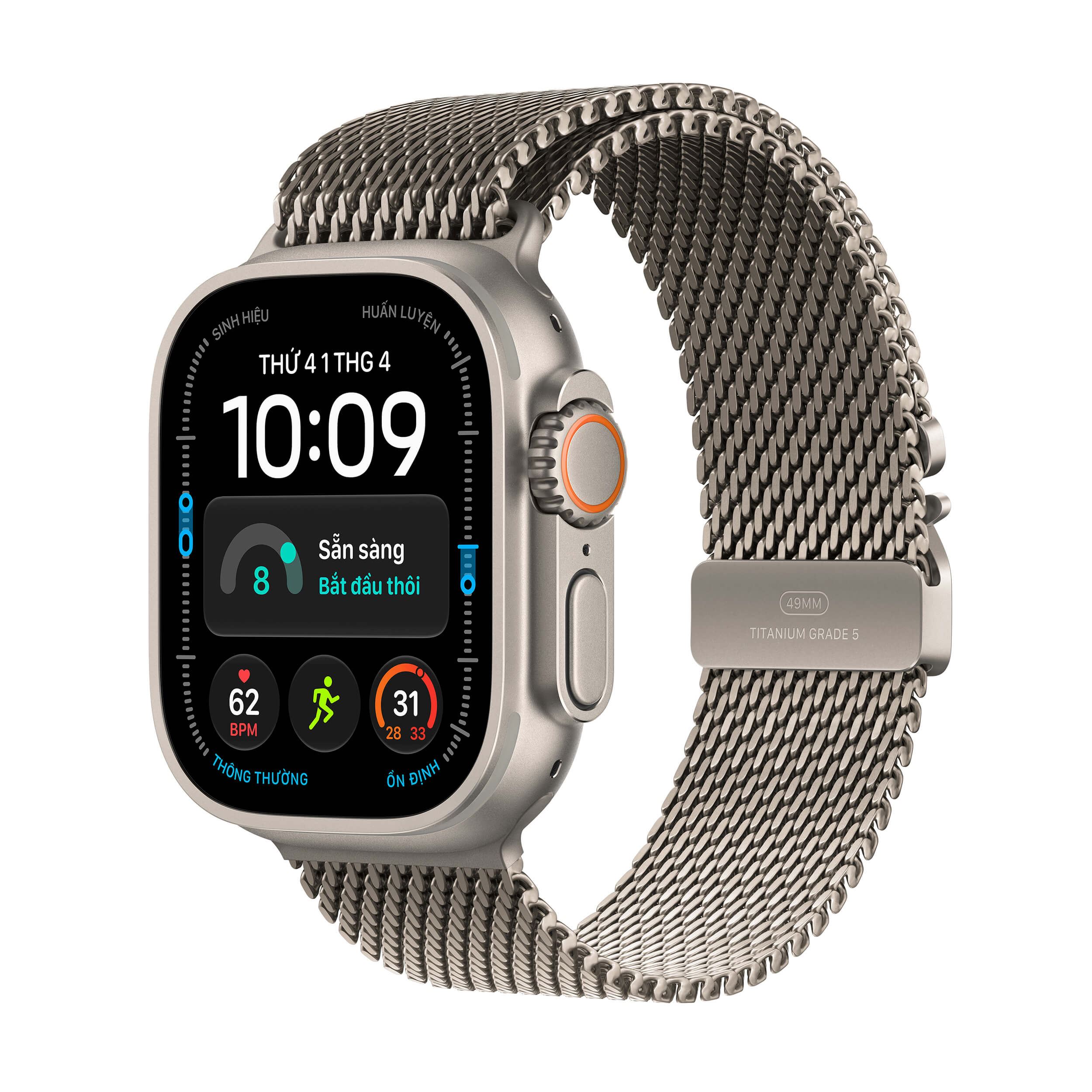 Apple Watch Ultra 4 GPS + Cellular 49mm viền Titanium dây Milan Màu Titan tự nhiên