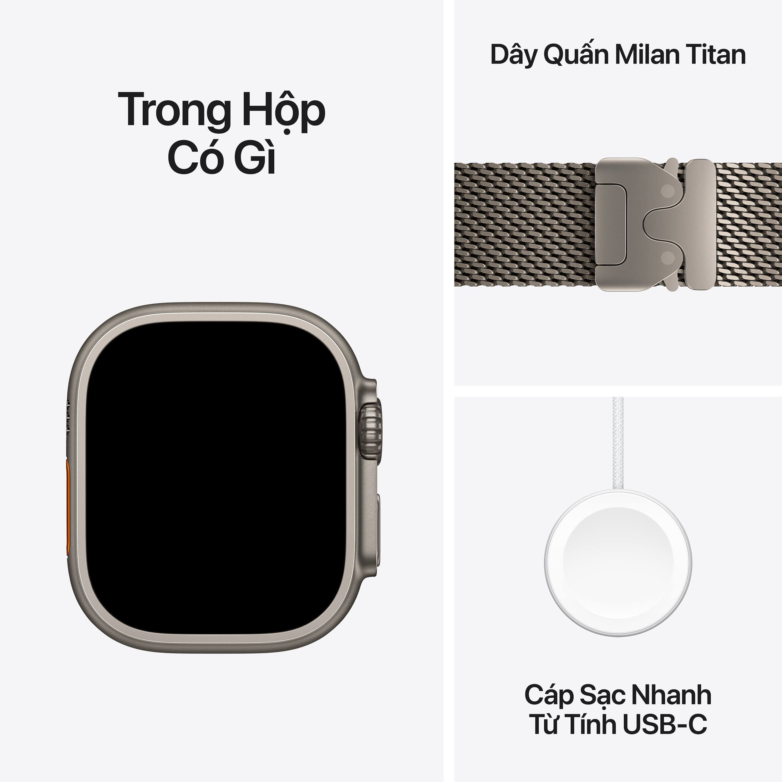Apple Watch Ultra 4 GPS + Cellular 49mm viền Titanium dây Milan Màu Titan tự nhiên