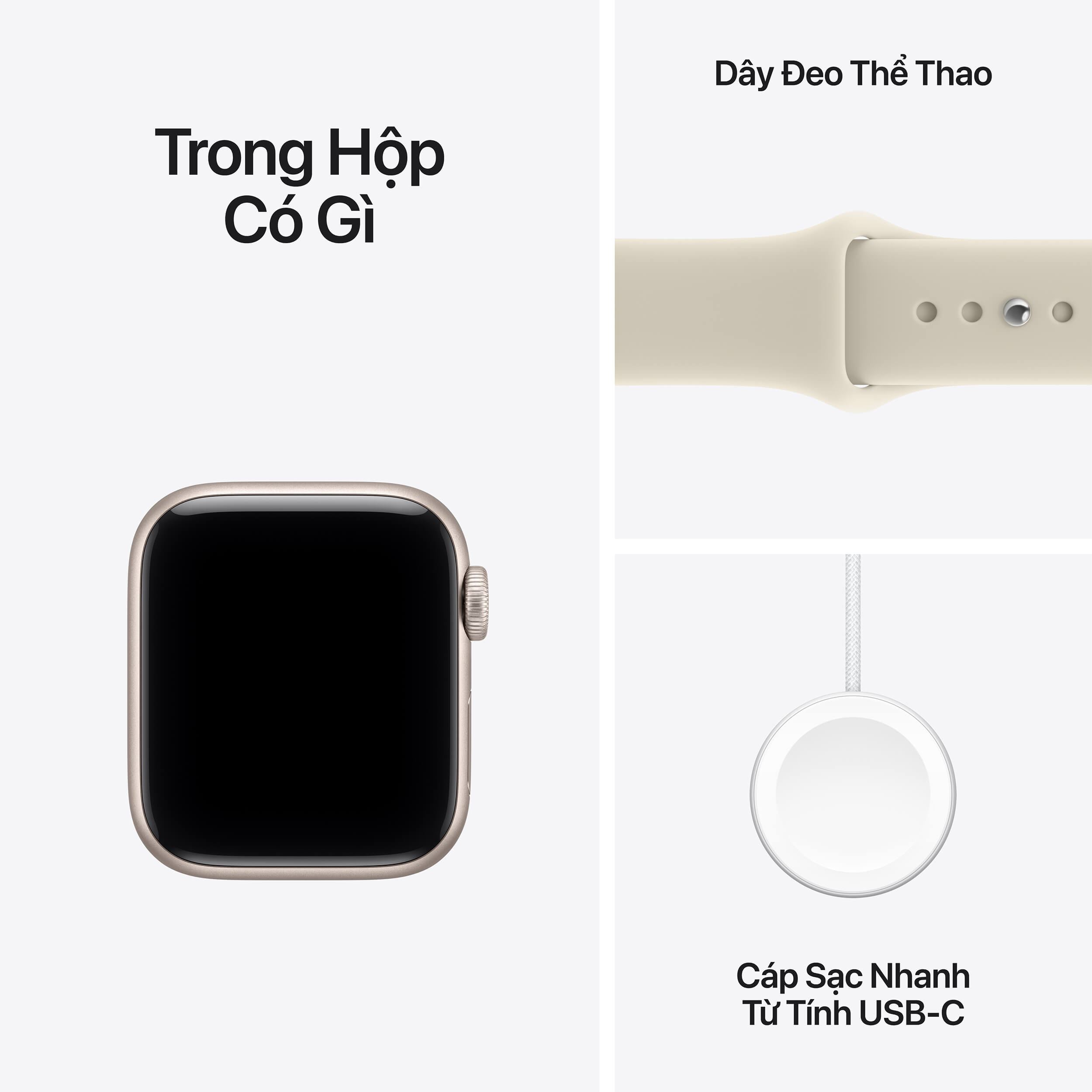 Apple Watch SE 3 GPS 40mm viền nhôm dây thể thao 2026 Màu Vàng đồng