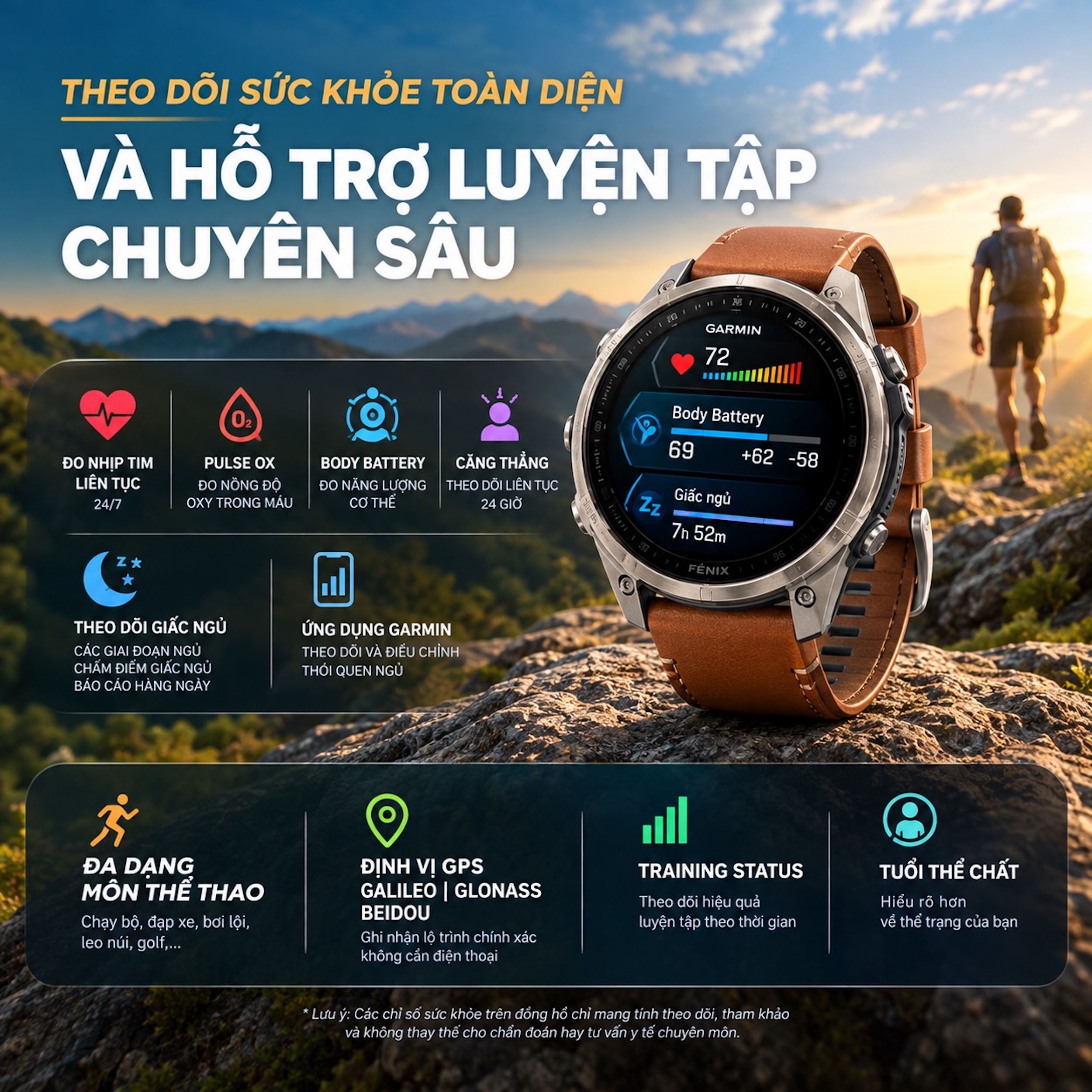 Garmin Fenix 9 Pro Sapphire 47mm viền Titanium dây da - theo dõi toàn diện Garmin Fenix 9 Pro Sapphire 47mm viền Titanium dây da - theo dõi toàn diện
