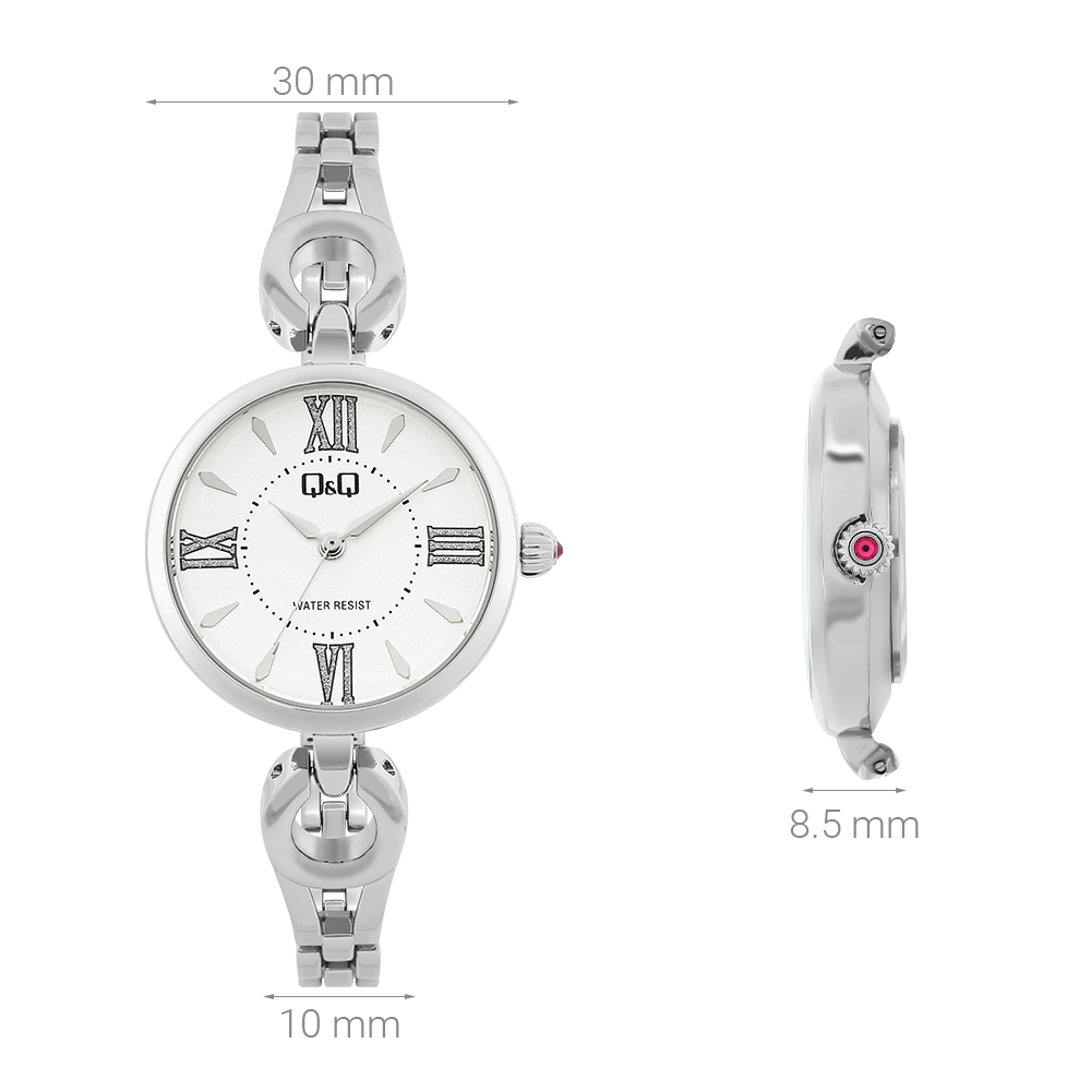 Đồng hồ Q&Q 30 mm Nữ F10A-001PY Màu Bạc