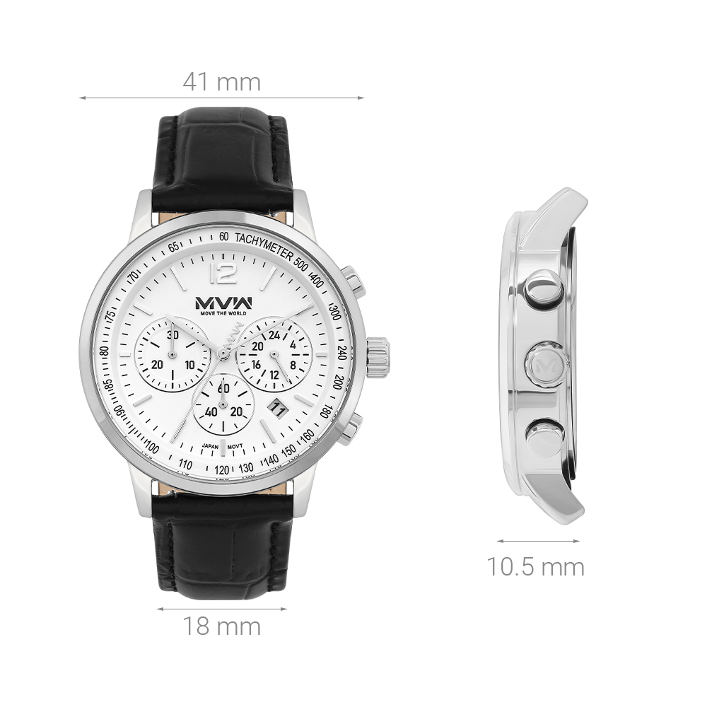 Đồng hồ MVW Sport 41 mm Nam ML089-02 Màu Đen